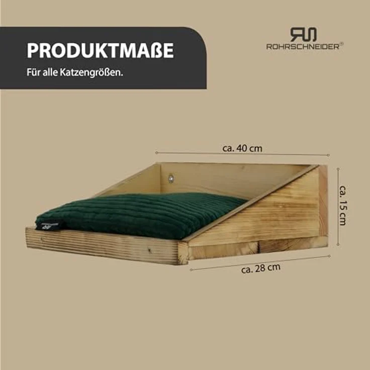 Rohrschneider Katzentreppe Wand aus geflammtem Kiefernholz, platzsparend und belastbar bis 30 kg, grün – Bild 2