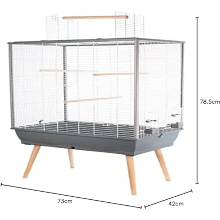 Zolux Neo Jili Vogelkäfig für Wellensittiche, grau, L 78 x T 48 x H 112 cm, langlebig und hochwertig – Bild 5