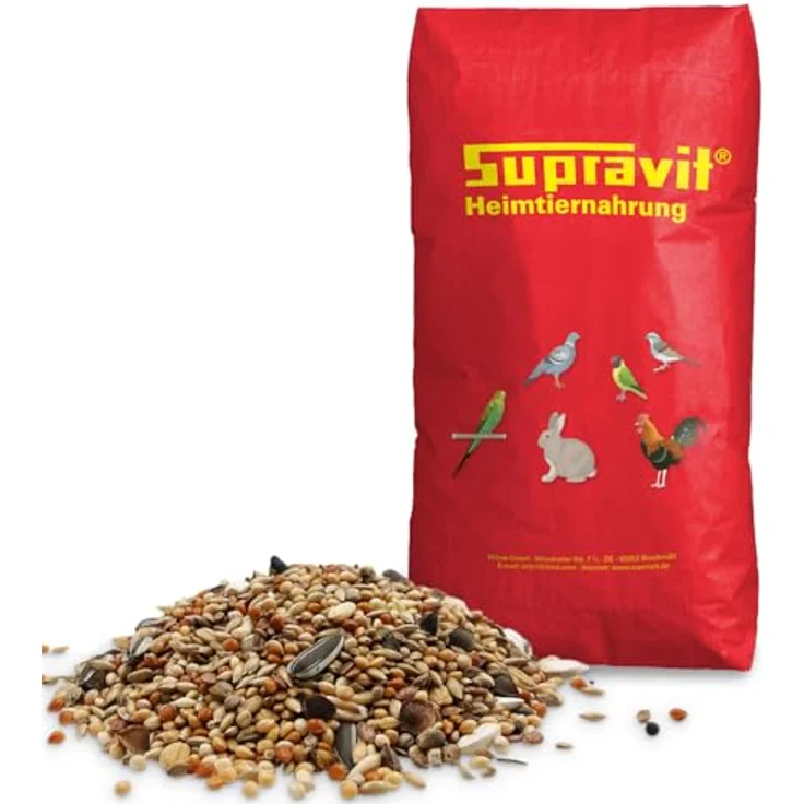 Supravit Großsittichfutter 25 kg, artgerechte Körnermischung mit Sonnenblumenkernen, vitaminreich und nährstoffreich für eine gesunde Ernährung – Bild 1