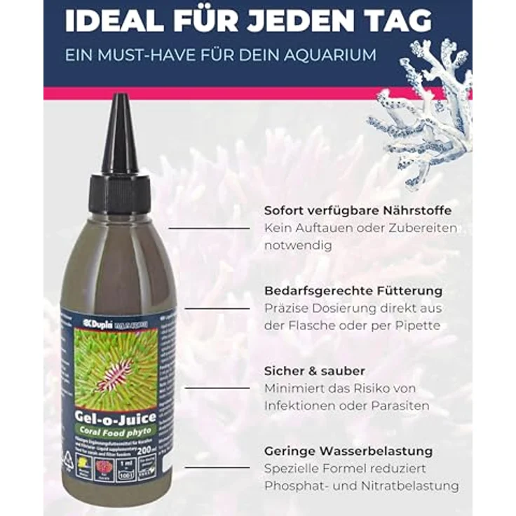Dupla Marin Gel-o-Juice Coral Food Phyto, 200 ml - flüssiges Ergänzungsfuttermittel für Korallen, fördert Wachstum und Farbkraft, automatisierte Dosierung möglich – Bild 4