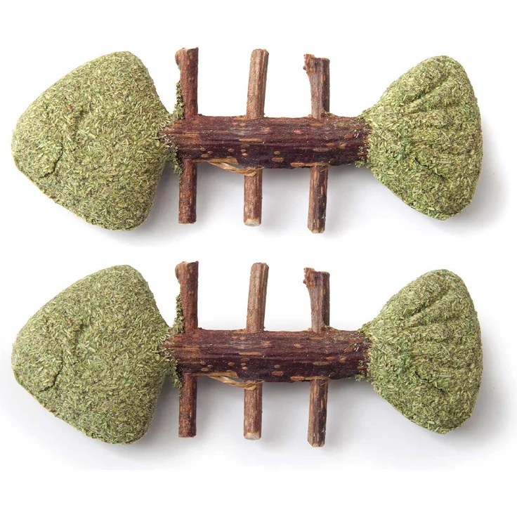 Aumüller Dentalspielzeug Matatabi Fischgräte, 2er Set für Katzen, mit Katzenminze zur Zahnpflege