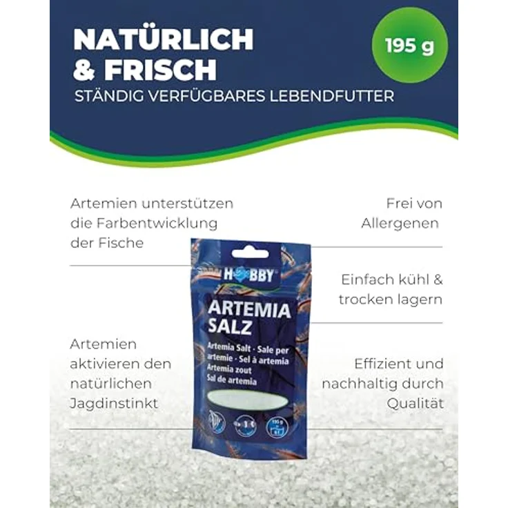 HOBBY Aquaristik Artemia Salz 195 g, Spezial-Salz zur Zucht von Artemia-Nauplien mit hoher Schlupfrate und nährstoffreichen Inhaltsstoffen – Bild 4