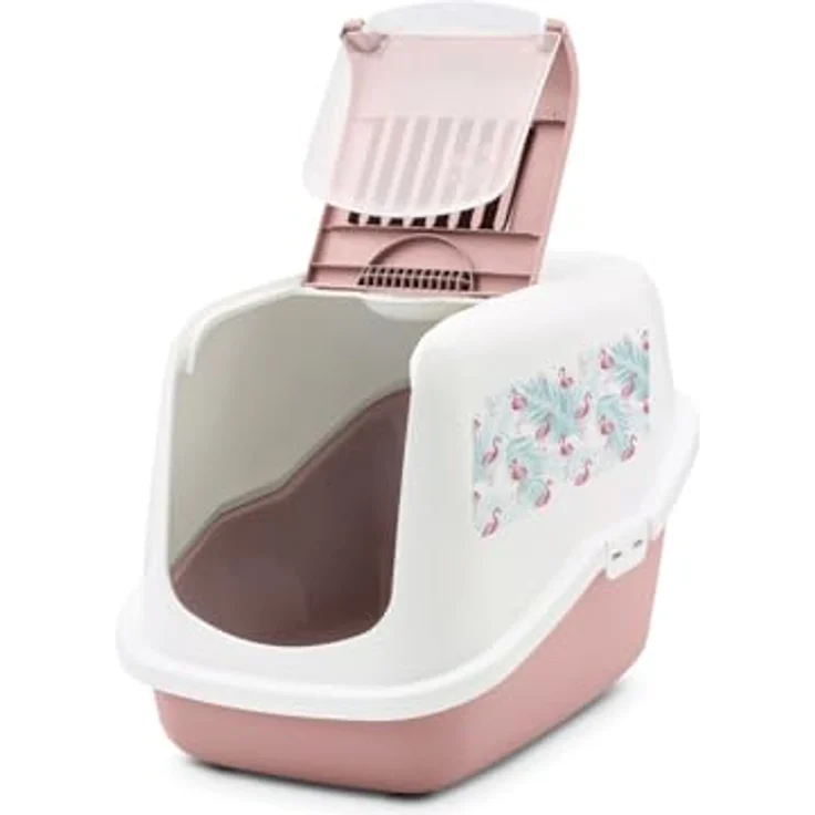 Savic Nestor Impression, Toilettenhaus für Katzen, pink, 56x39x38,5 cm, mit aufklappbarer Front und erhöhtem Rand – Bild 3