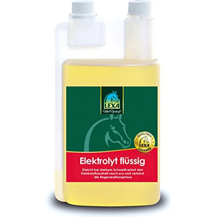 LEXA Elektrolyt flüssig 1 l Flasche, Ergänzung für Pferdefutter bei Schweißverlust, praktische Dosierflasche