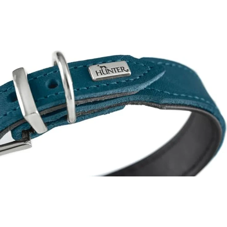 Hunter Hundehalsband Malta, Magenta, aus gefettetem Softvollrindleder, handgefertigt, strapazierfähig, Größe 55 – Bild 3