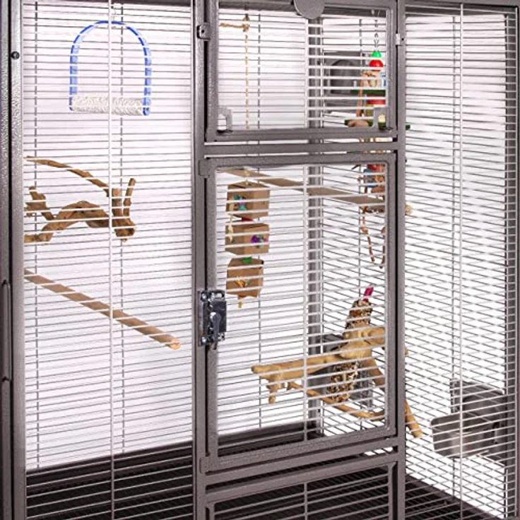 Montana Cages New Madeira Double, Premium Vogelkäfig für Finken und Sittiche, Antik Edition, 6 Lenkrollen, 4 Edelstahlnäpfe, AVILON Pulverbeschichtet, 165 x 56 x 158 cm – Bild 5