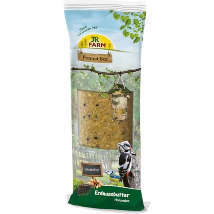 JR FARM Garden PBar Erdnussbutter Holunder, 350g - natürliche Vogelfutterrolle mit vitaminreichen Holunderbeeren, schalenfrei und gentechnikfrei – Bild 1