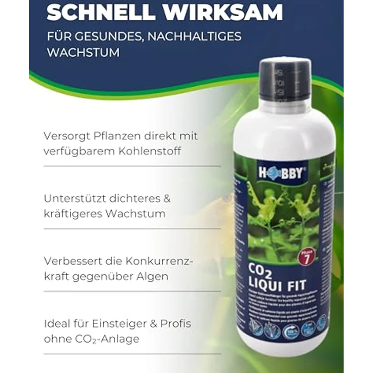 HOBBY Aquaristik CO2 Liqui Fit I 500 ml I flüssiger Kohlenstoffdünger für Aquarienpflanzen I unterstützt Fotosynthese & Pflanzenwachstum I reduziert Algenwachstum – Bild 3