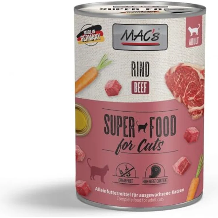 MAC's Cat Rind, Katzen-Nassfutter mit hohem Eiweißgehalt, 6x400g – Bild 2