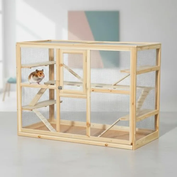 Mucola Freilaufgehege 120x60x90cm, robuster Holz Kaninchenstall, aufklappbar, ideal für Kleintiere