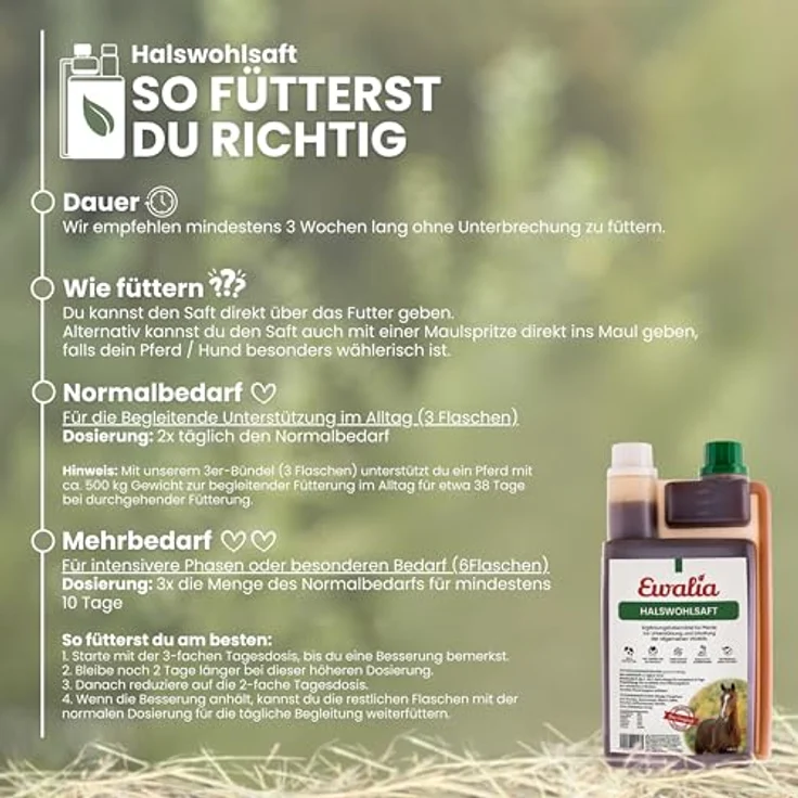EWALIA Halswohlsaft, 1 l, Ergänzungsfuttermittel für Pferde mit Thymiankraut & Eibisch, unterstützt Atemwege und Schleimhäute – Bild 5