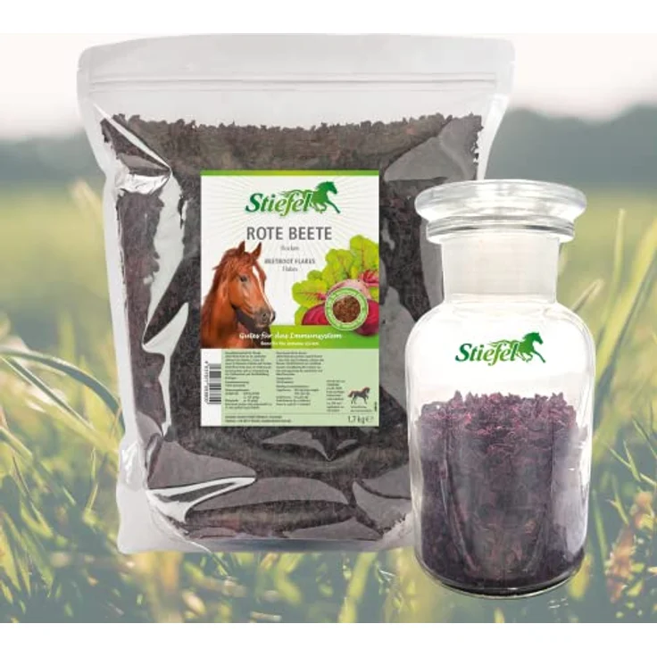 Stiefel Rote Beete Flocken für Pferde, 100% naturbelassene Rote Beete zur Stärkung des Immunsystems, 1,7kg – Bild 2