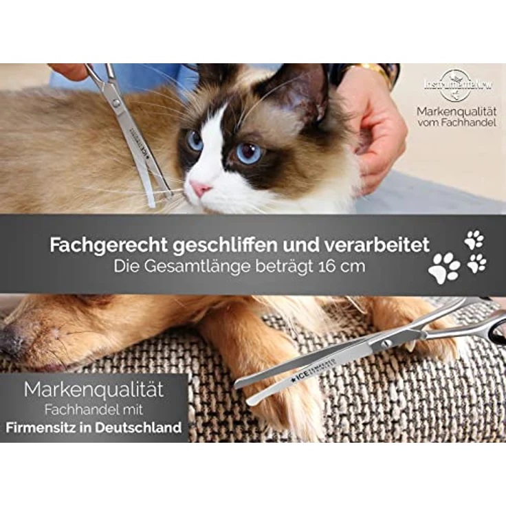 InstrumenteNrw Exklusive Fellschere Pfotenschere gebogen, 16 cm mit Mikroverzahnung für präzisen Schnitt – Bild 4