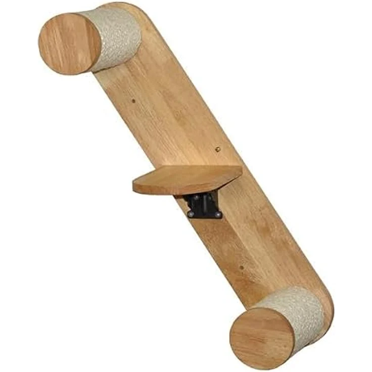nanook Katzentreppe 3-stufig mit Sisalstämmen Wandkratzbaum Katzenleiter Kletterleiter Kletterwand - 60 cm, aus Gummibaumholzholz, naturfarben – Bild 1