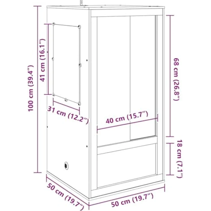 vidaXL Terrarium Braun 50 x 50 x 100 cm, OSB Gehege für Reptilien mit Thermometer – Bild 3
