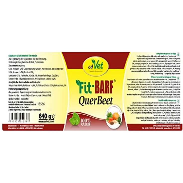 cdVet Fit-BARF QuerBeet, Ergänzungsfuttermittel für Hunde mit Gemüse und Obst, 640 g Pulver – Bild 2