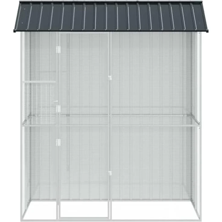 vidaXL Vogelkäfig Anthrazit 215 x 110 x 247 cm, verzinkter Stahl, modernes Design, stabiles Gehege für Haustier-Vögel, wetterfest und geräumig – Bild 5