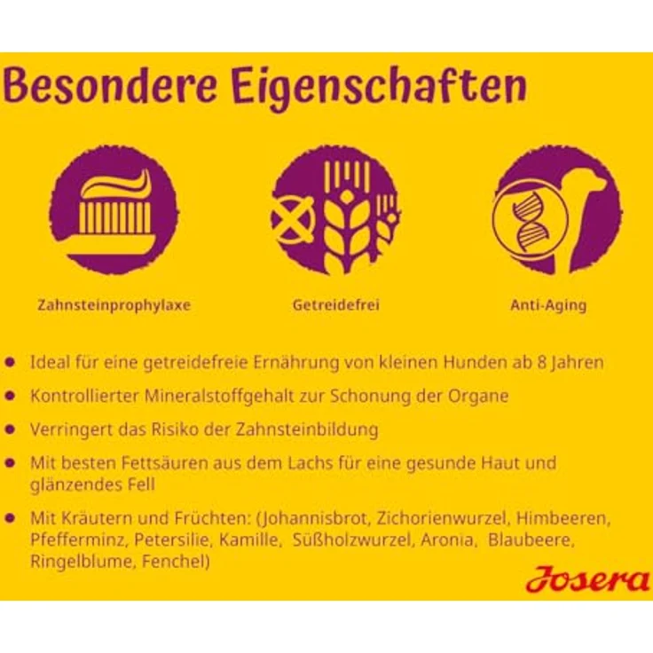 Josera MiniSenior, Premium Trockenfutter für kleine ältere Hunde, Lachs & Kartoffel, getreidefrei, 5 x 900 g – Bild 2
