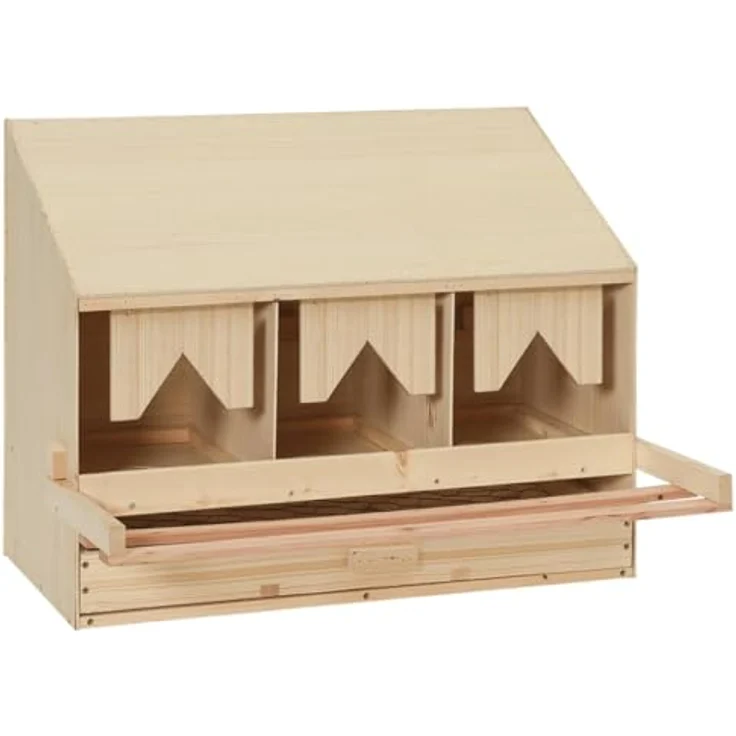 vidaXL Legenest Hühnernest 3 Fächer 72 x 33 x 54 cm Massivholz Kiefer – Bild 2