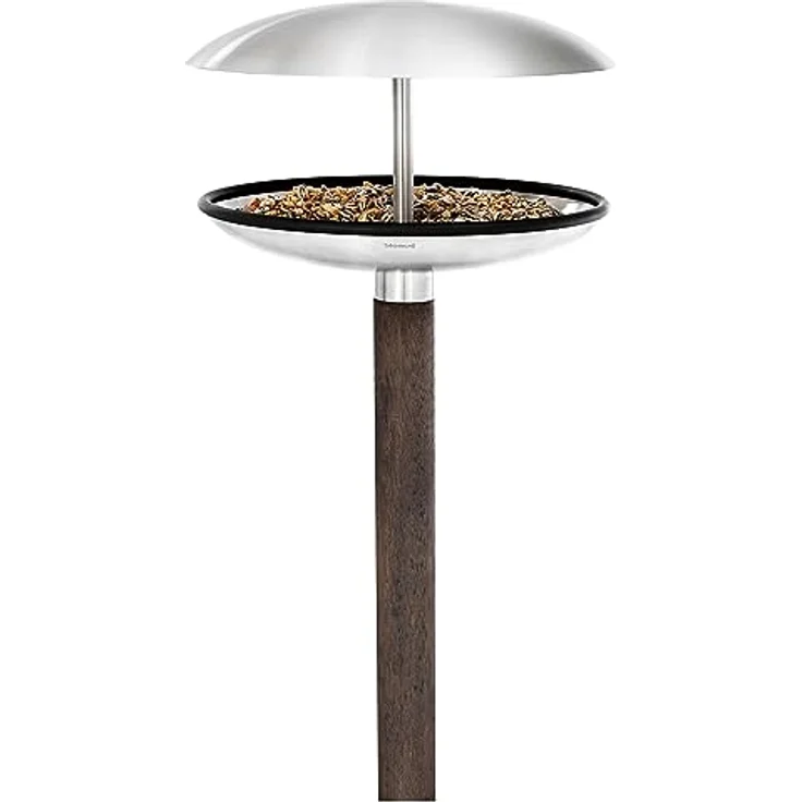 Blomus Vogel Rastplatz Fuera, Futterstation mit Holzstab, Edelstahl, 65033 – Bild 2