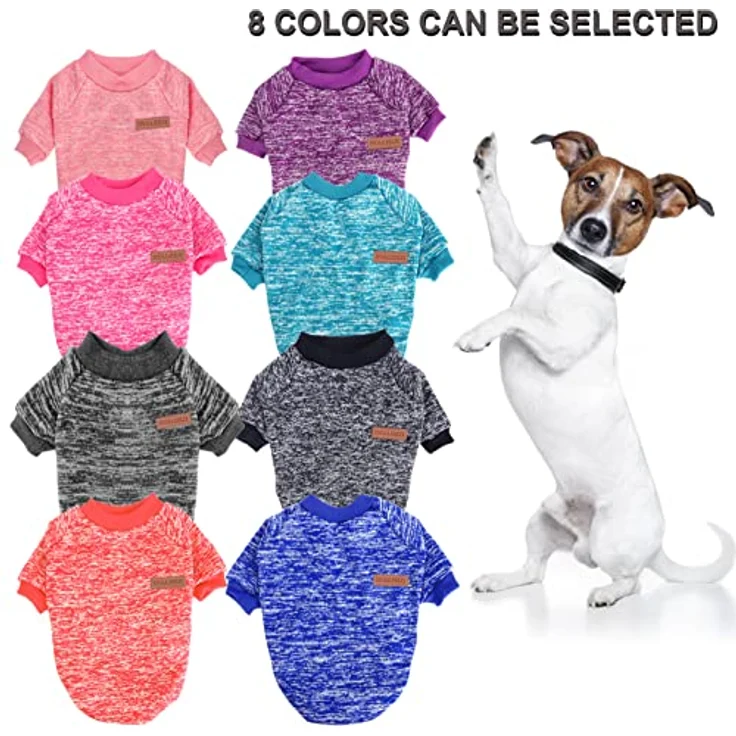 HuaLiSiJi Hundepullover für kleine Hunde, Warm und leicht, Elastisch, Weiche Textur, Pink+Lila, Größe M – Bild 3