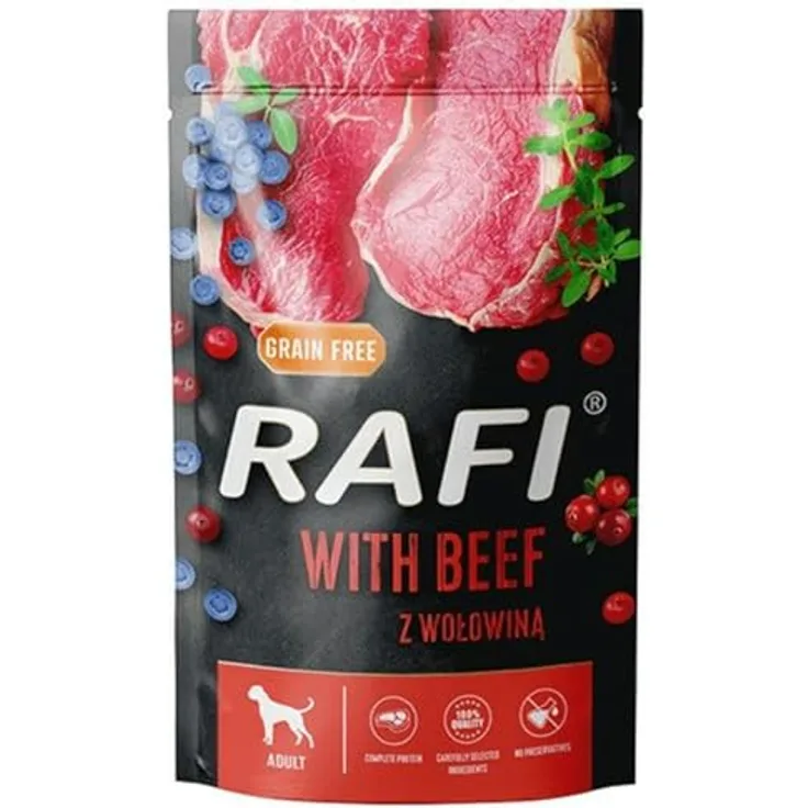 DOLINA NOTECI Nassfutter Rafi Cranberry Rindfleisch, 500 g, Mehrfarbig, hochwertiges Hundefutter