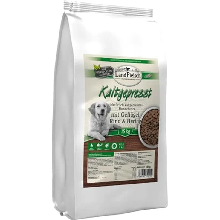 Landfleisch Dog Natur, kaltgepresstes Hunde-Trockenfutter, getreidefrei, 15 kg – Bild 1