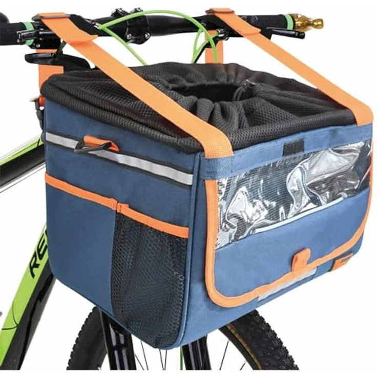 Nobby Fahrradtasche Devant, strapazierfähige Mikrofaser, abwaschbar, blau, 37 x 27 x 27 cm für Hunde bis 6 kg – Bild 3