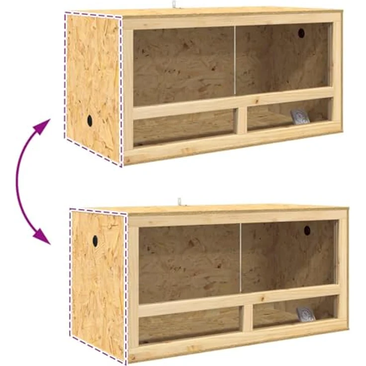 vidaXL Terrarium Braun 100 x 50 x 50 cm, OSB mit Thermometer für Reptilien und Nagetiere, rustikales Design – Bild 4