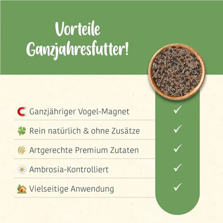 Elles Streufutter 20kg, Klassisches Wildvogelfutter für Ganzjahresfütterung, 100% natürlich, Ideal für Gemischtfresser, Ambrosia kontrolliert – Bild 3