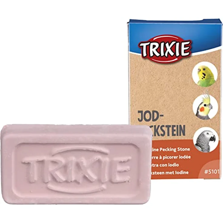 Trixie 5101 Jod-Pickstein, 20 g, Naturprodukt zur Schnabelpflege für Kanarien und Wellensittiche mit Halter, enthält Vitamin B und Zink – Bild 2