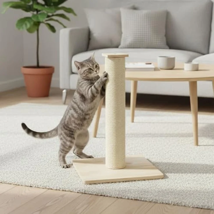 Eyepower 62cm Sisal Kratzsäule für Katzen mit stabiler Bambus Bodenplatte, kompakt und ideal für kleine Räume – Bild 3