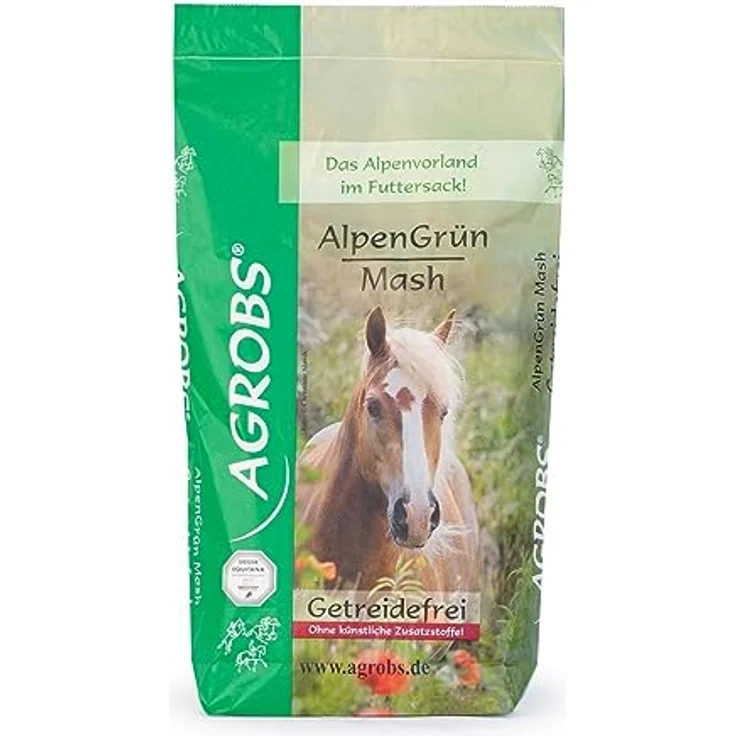 Agrobs Alpengrün Mash 5 kg Nachfüllpack, Getreidefreies Pferdefutter für gesunde Ernährung
