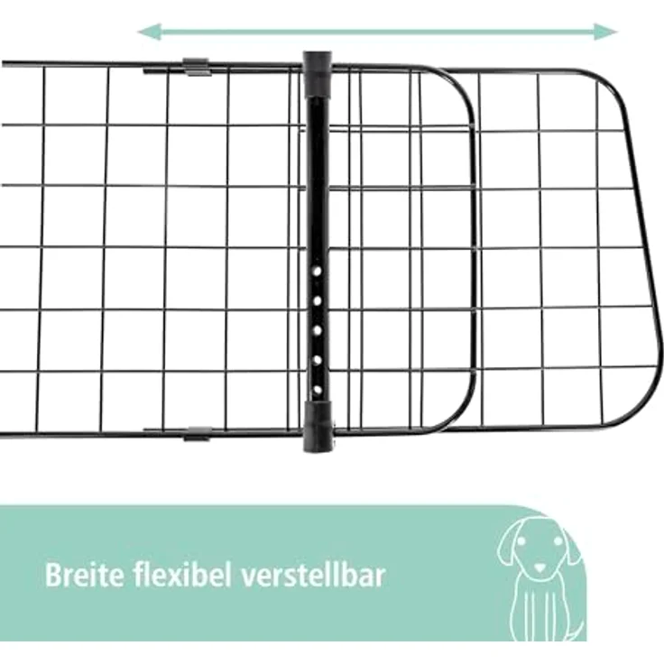 Kerbl Pet Autoschutzgitter, Kofferraum-Trenngitter aus Metall, verstellbare Breite 96-145 cm, schwarz, für sicheren Hundetransport – Bild 2