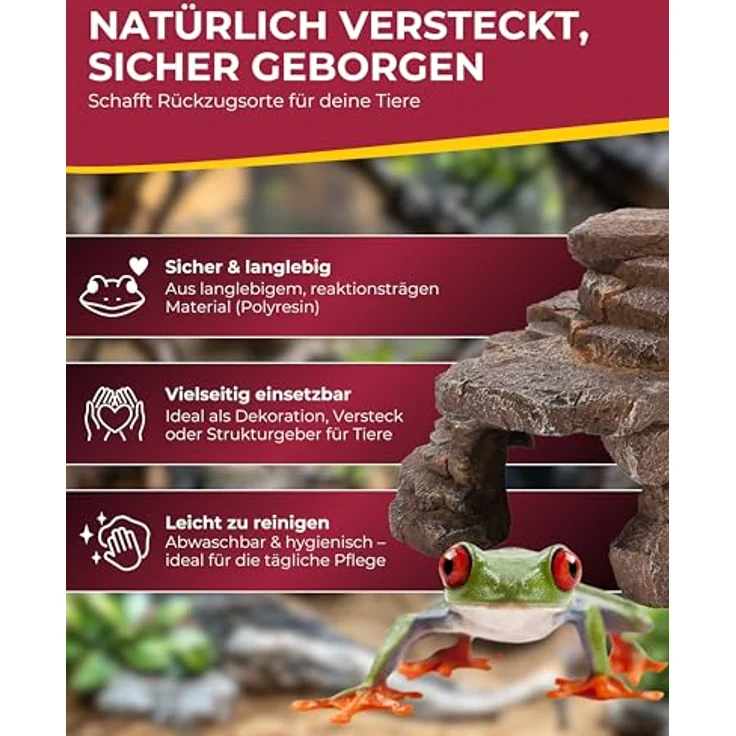 HOBBY Terraristik Desert Cave 3, naturnahe Versteckmöglichkeit für Terrarien und Aquarien, 23 x 22 x 15,5 cm, dekorative Rückzugsorte für Reptilien, Amphibien und Fische – Bild 4