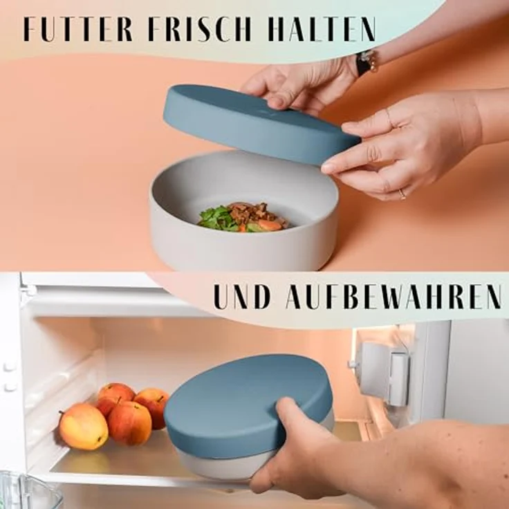 ne&no® Silikon Hundenapf 1200 ml mit Deckel, rutschfest und luftdicht, ideal für kleine und mittelgroße Hunde, Futternapf Set – Bild 4