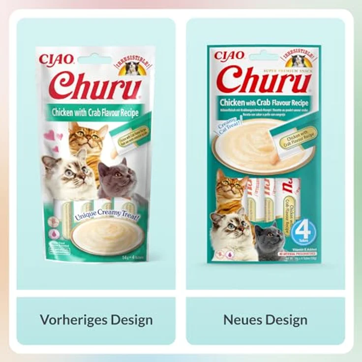 INABA Churu Puree Katzenleckerlis, Cremiger Snack mit Huhn & Krabben, 56 g – Getreidefrei & ohne Konservierungsstoffe, Premium Qualität – Bild 5