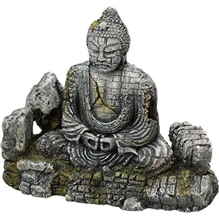 EBI Aqua Della Buddha L, Aquarium Dekoration aus ungiftigem Polyesterharz für Süß- und Meerwasseraquarien