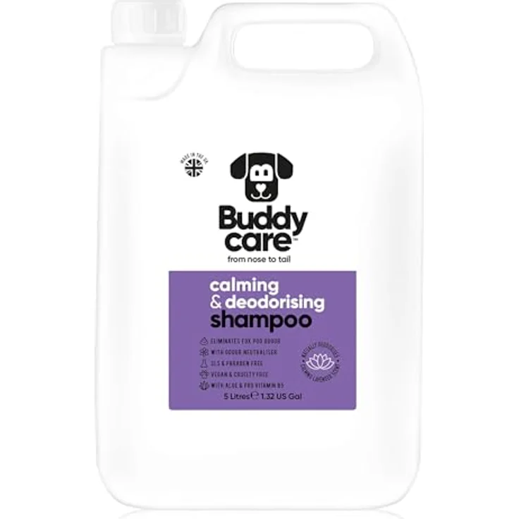 Buddycare Beruhigendes & desodorierendes Hundeshampoo, Lavendelduft, mit Aloe Vera und Pro-Vitamin B5, 5L – Bild 1