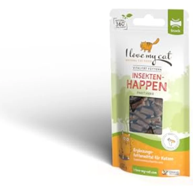 I Love My Cat Insekten-Snacks, hypoallergen und getreidefrei für Katzen, 50 g - gesund, kohlenhydratarm, ohne künstliche Zusatzstoffe – Bild 1