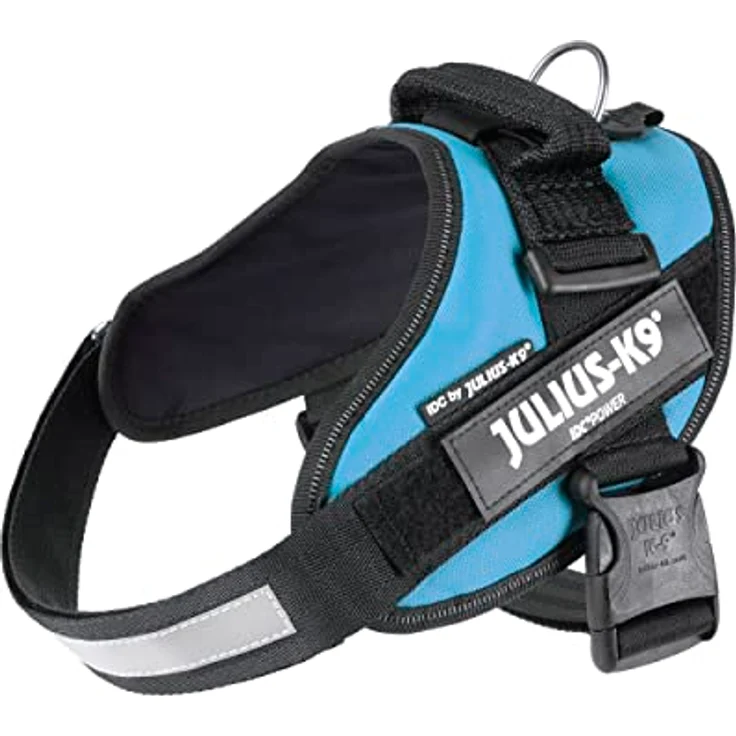 Julius-K9 IDC-Powergeschirr aquamarine, Hochwertiges Sattelgeschirr für Hunde mit ergonomischer Passform und reflektierenden Details – Bild 1