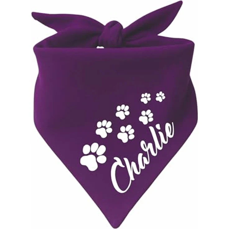 Kleiner Fratz Hunde Dreiecks Halstuch, personalisierbar, dunkellila, Größe 2 (68 cm) – Bild 1
