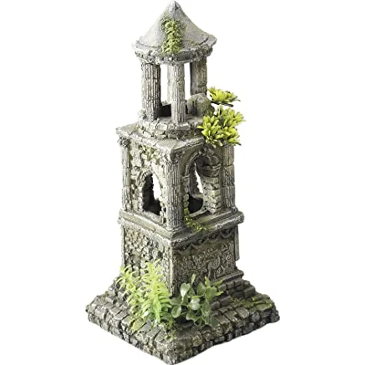 EBI Aqua Della Mausoleum, realistische Aquarium-Dekoration aus ungiftigem Polyesterharz, für Süß- und Meerwasseraquarien