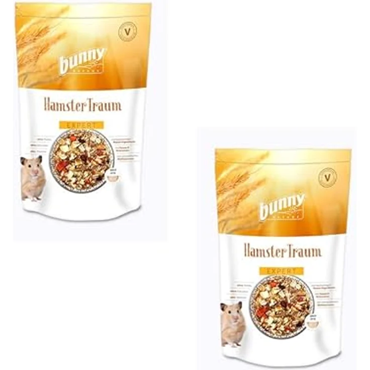 Bunny HamsterTraum Expert, Alleinfuttermittel für Hamster ohne Pellets, Doppelpack 2 x 500 g mit Mehlwürmern und Vitaminen – Bild 1