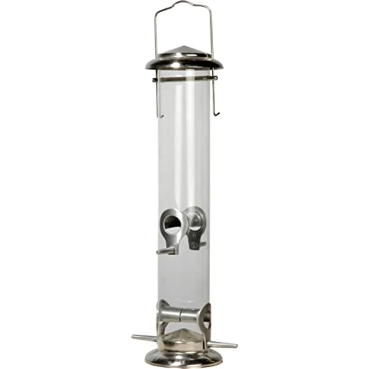 dobar Großer Futtersäule mit Vier Futterplätzen für Vögel, XL-Futterspender für Wildvögel zum Aufhängen, 9,5 x 9,5 x 39 cm, Metall – Bild 2