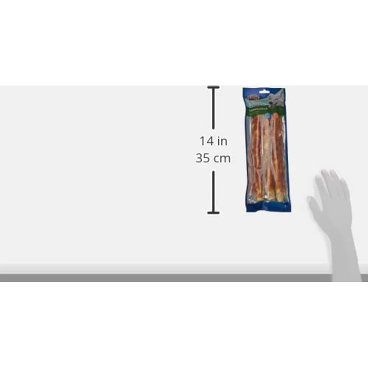 TRIXIE Denta Fun Rolls, Kausnacks für mittelgroße bis große Hunde, Rinderhaut mit Hühnchenfilet ummantelt, 3 Stück, 28 cm, 250 g, glutenfrei – Bild 3