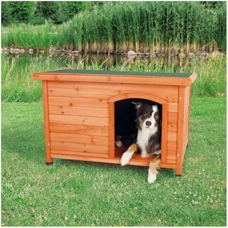 Trixie natura Hundehütte Classic mit Flachdach braun M-L: 104 × 72 × 68 cm – Bild 3