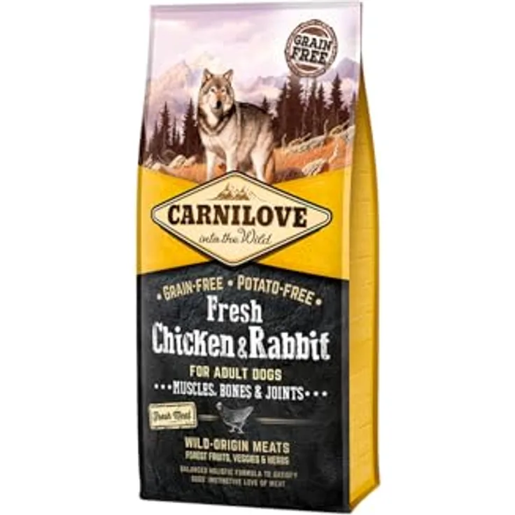CARNILOVE Canine Adult Fresh Pollo Conejo Joints, Hunde-Trockenfutter, 12KG für gesunde Gelenke