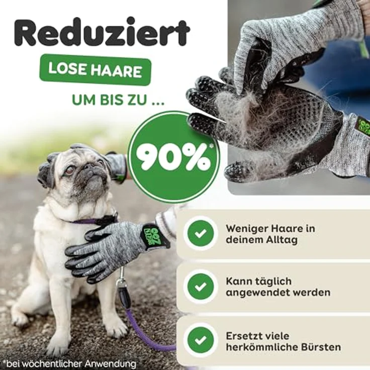 DR Zoo Fellpflegehandschuh, 1 Paar, Gr. M - Effektiver Waschhandschuh für die Fellpflege von Katzen, Hunden und Pferden mit 748 weichen Noppen – Bild 3