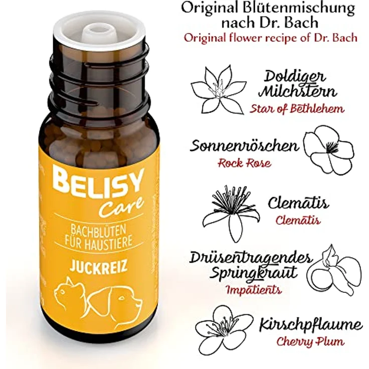 BELISY Juckreiz Bachblüten Kügelchen für Hunde & Katzen, alkoholfrei, 10g - natürliche Pflege gegen Juckreiz & für gesundes Fell – Bild 3